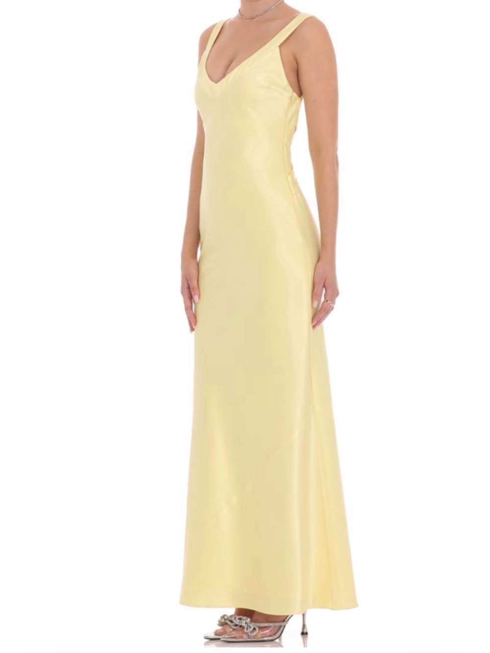NWT Lucy In The Sky Satin Open Back Maxi Dress in Yellow (size small) - Picture 5 of 7